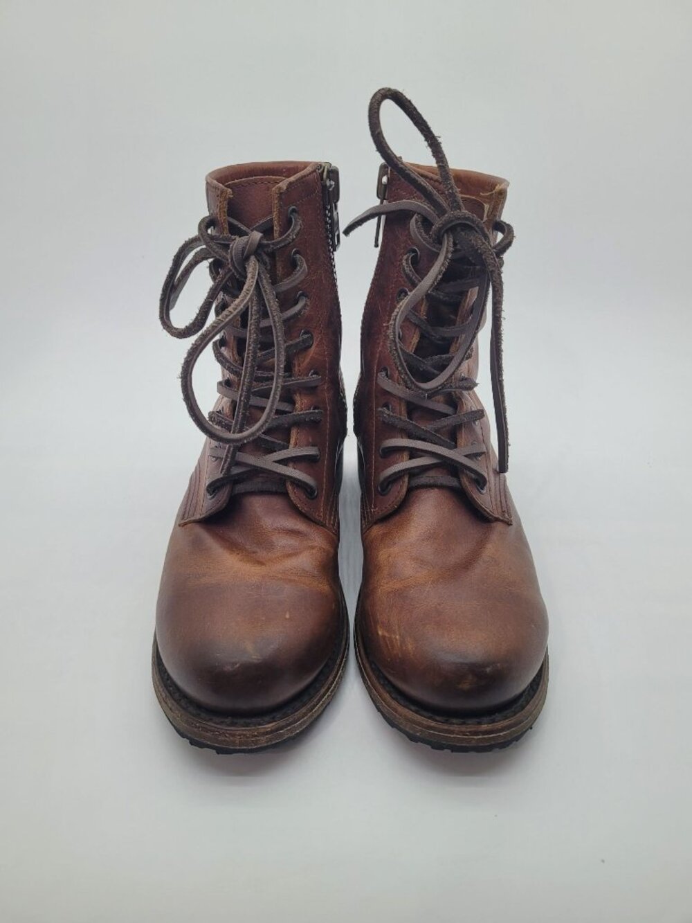 Freebird Manchester Lace Up Combat Boots Cognac Brown Leather Women's Size 7 - Picture 4 of 8